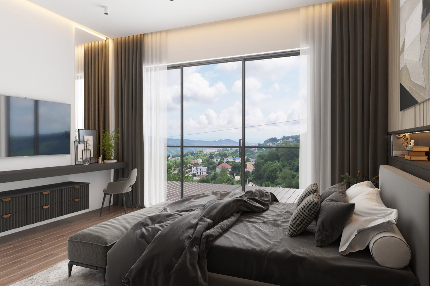 Спальня в загородном коттедже