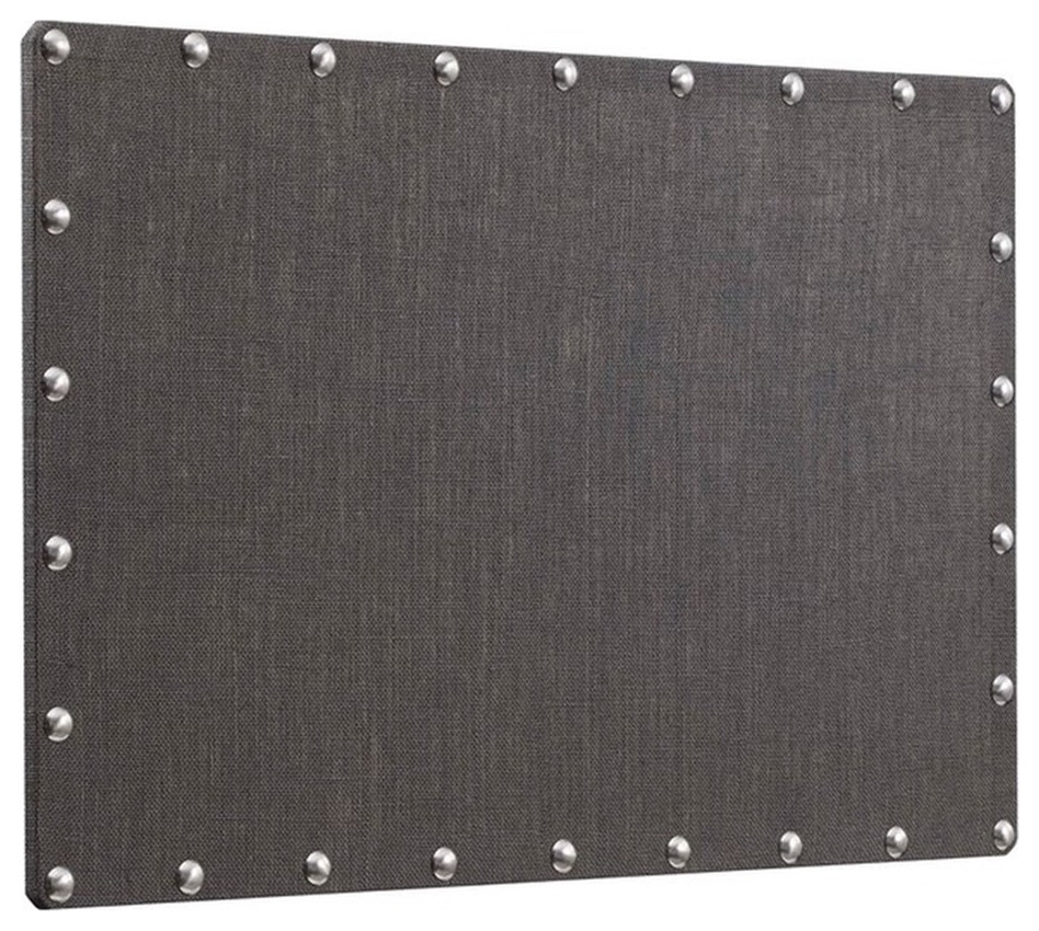 Linon Burlap Office Bulletin Board in Dark Gray Transitional