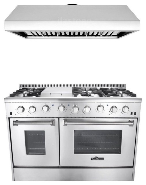 Thor Kitchen HRG4808U 48" Gas Range and 48" HRH4806U Range Hood Combo