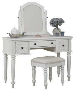 Bermuda 2-Piece Vanity and Bench Set, White