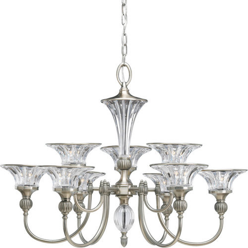 Progress Lighting P4507-101 9-Light Chandelier with Clear Crystal Glass
