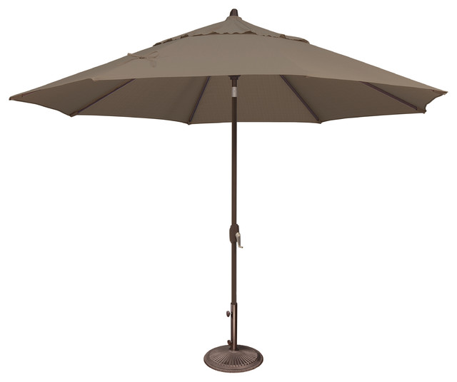 Lanai 11' Auto Tilt Umbrella, Taupe, Solefin Fabric