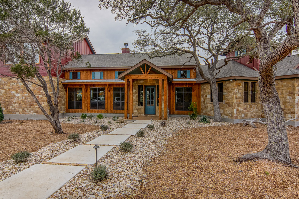 Mountain style entryway photo in Austin