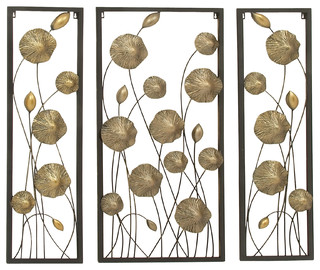3-Piece Metal Wall Decor Set, Gold - Contemporary - Metal Wall Art - by