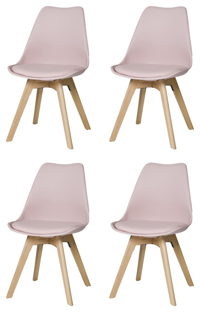 Urban Modern Dining Chairs, Set of 4, Pink