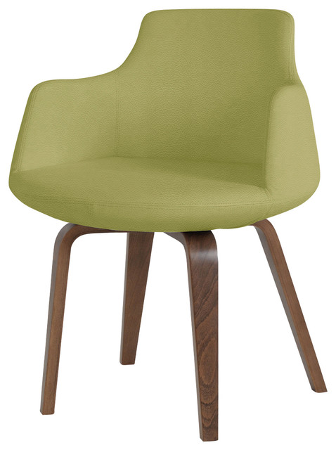 Dervish Plywood Chair, American Walnut Base, Green Leatherette