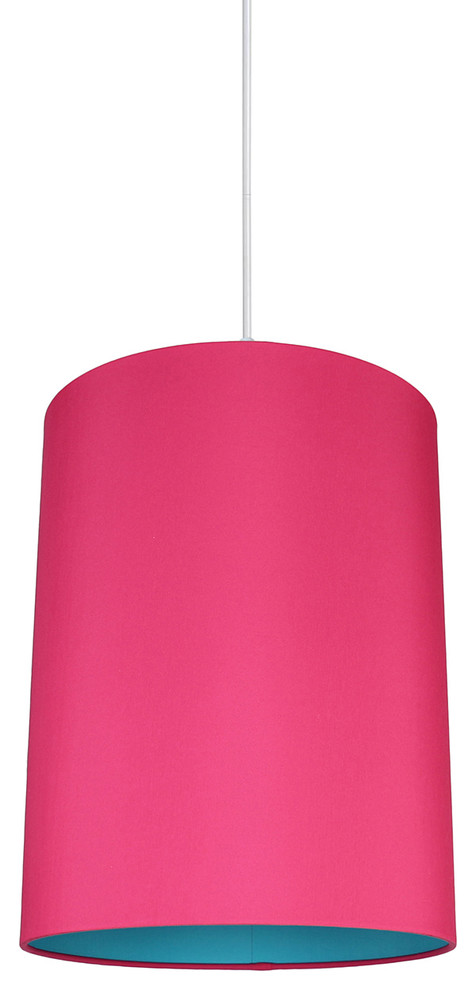 Mona Duo Color Shade Pendant, 11.5"x15", Fuchsia With Teal Lining