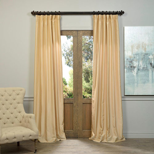 Almond Vintage Textured Faux Dupioni Silk Single Panel Curtain 50 X 96