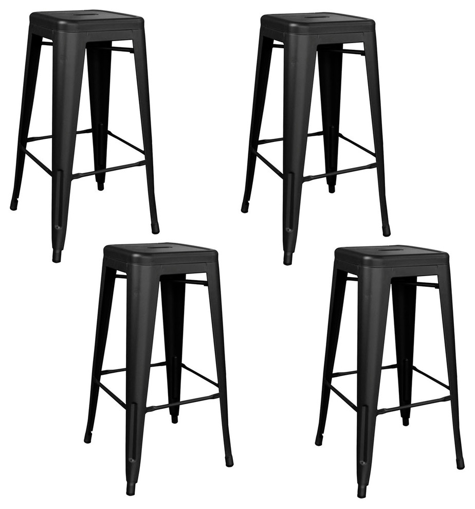 Offex Indoor/Outdoor Set of 4 30" Metal Bar Stools Industrial