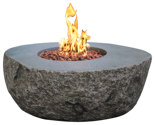 Elementi Outdoor Boulder Fire Pit Table 43x35 Gray Durable Fire