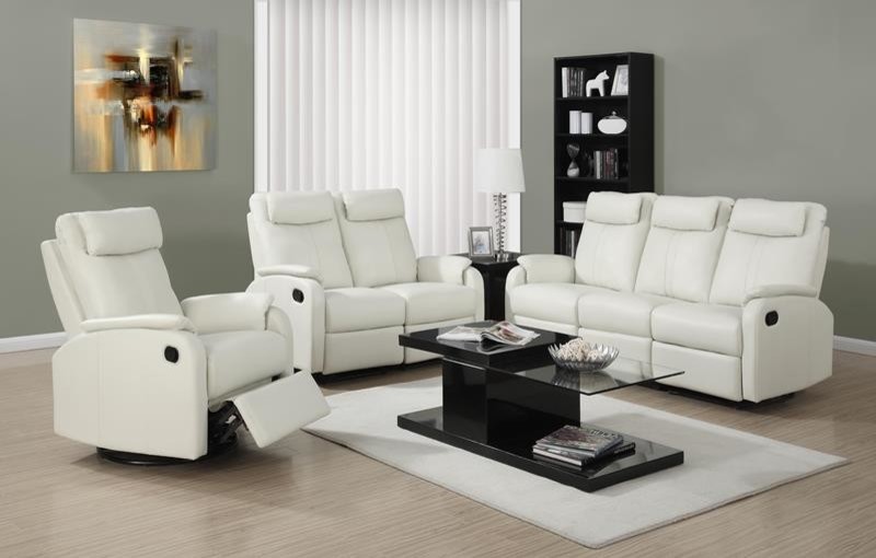 Reclining, Love Seat Ivory Bonded Leather Transitional Loveseats