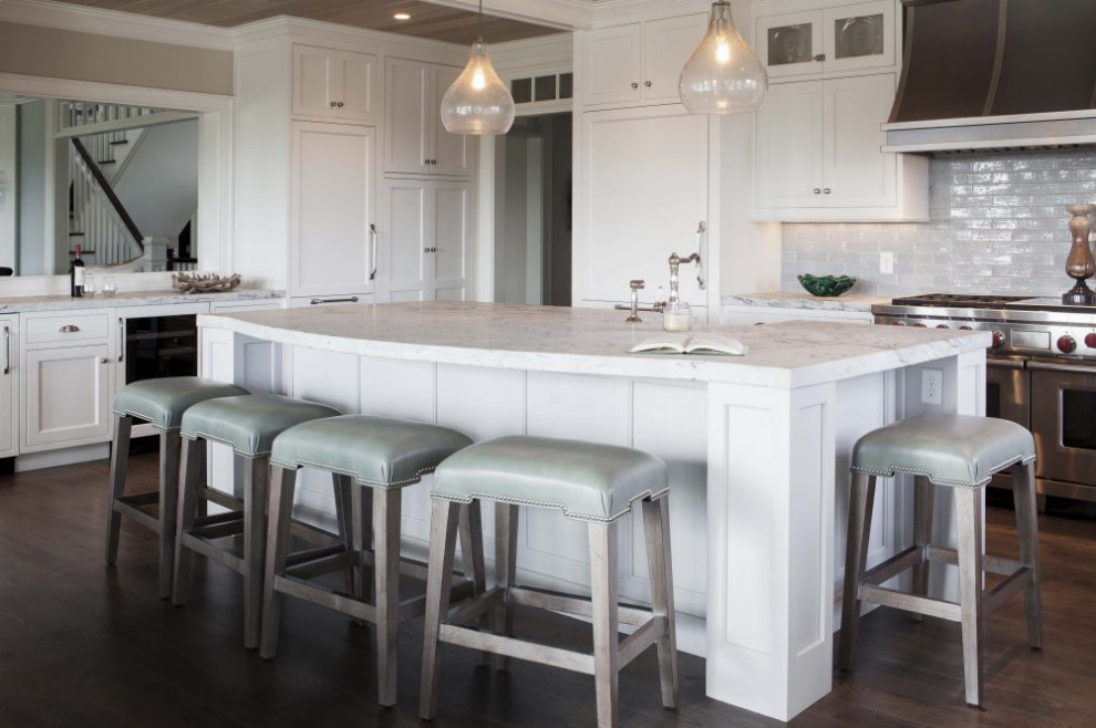 Example of a transitional kitchen design in Boston