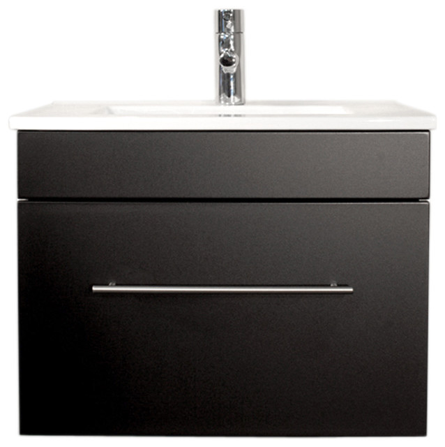 Emotion Pluto Bathroom Furniture, White High-Gloss, 60 cm, Black Semi-Gloss