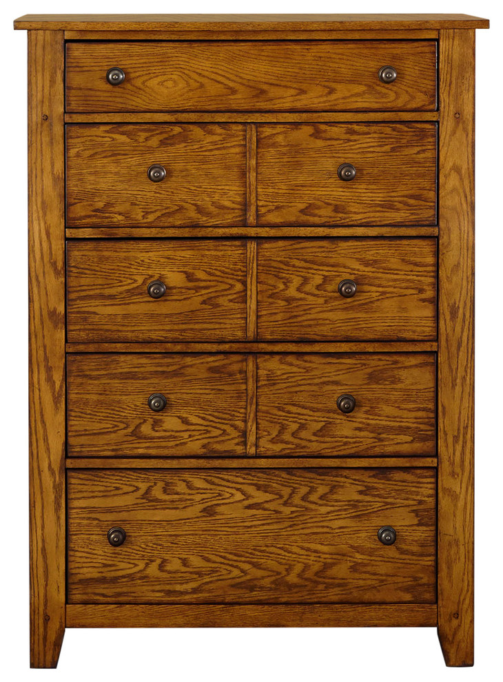 Liberty Furniture Grandpa's Cabin 5 Drawer Chest, Aged Oak