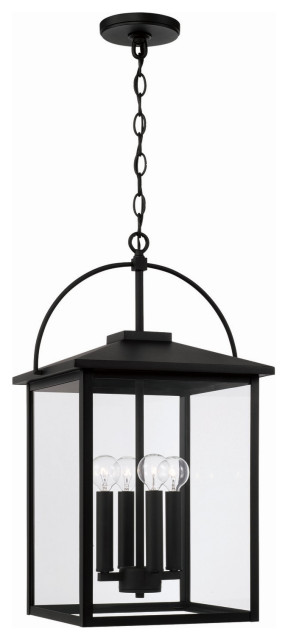 Bryson Four Light Outdoor Hanging Lantern, Black