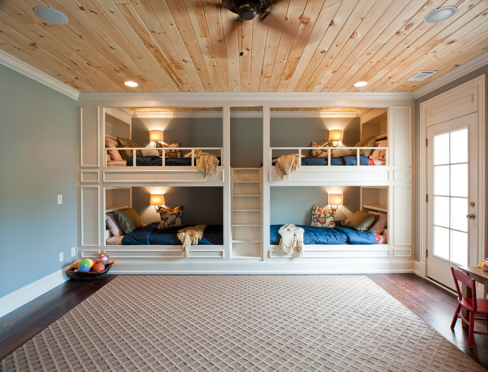This is an example of a traditional kids' room in Nashville with blue walls.