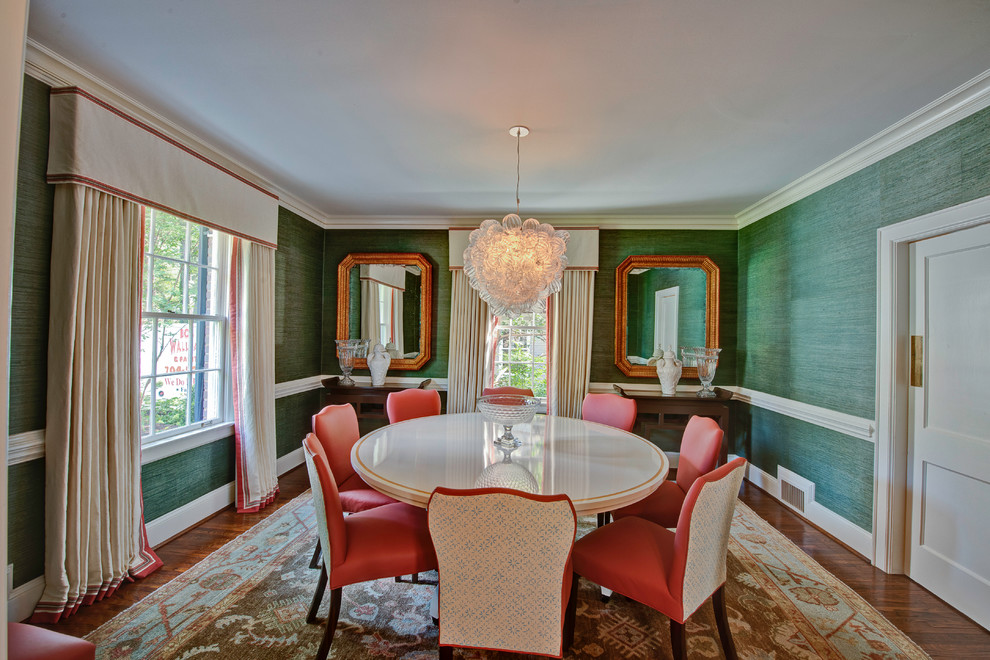 This is an example of an eclectic dining room in Charlotte.