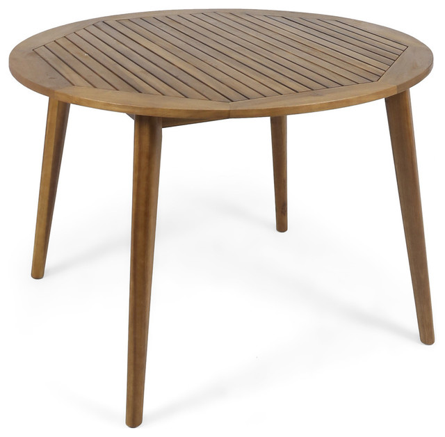 Gdf Studio Nick Outdoor Acacia Wood Round Dining Table Midcentury Gdf Studio Nick Outdoor Acacia Wood Round Dining Table Midcentury Tables By Gdfstudio