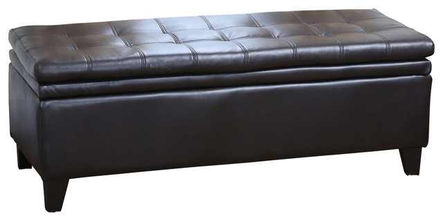 Baren Bonded Leather Double Cushion Storage Ottoman