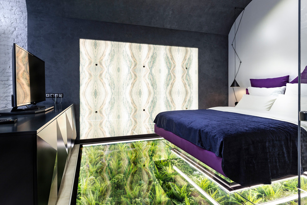 Studio with a soaring bed over grass-plot /Студия с парящей кроватью и лужайкой