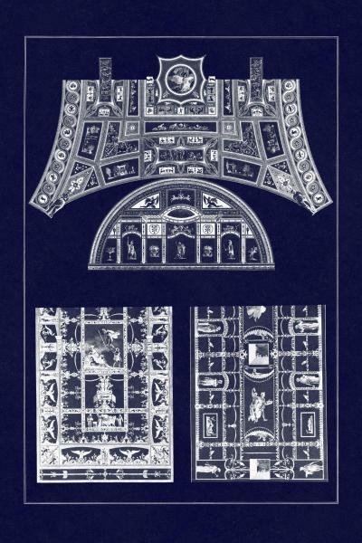 Decorative Painting in the Roman Vaults (Blueprint) 60 x 40 Art Print On Canvas