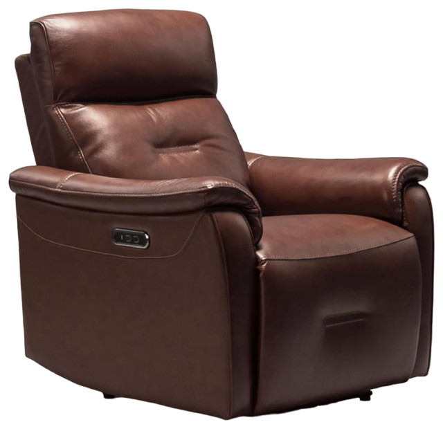 Modern Recliner Chair, Comfortable Faux Leather Seat With Pillow