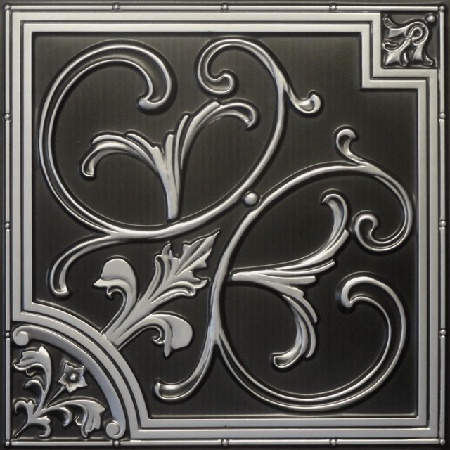 24"x24" D204 PVC Faux Tin Ceiling Tiles, Dropin, Set of 6 Victorian