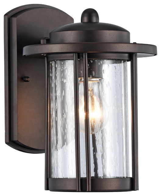 DOLAN, Transitional 1 Light Rubbed Bronze Outdoor Wall Sconce, 11" Height