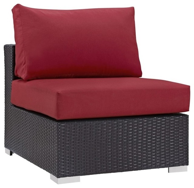 Hawthorne Collections Patio Armless Chair in Espresso and Red