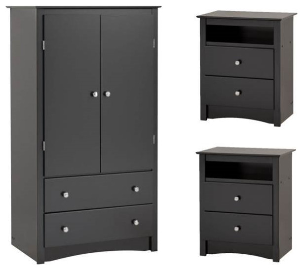 Black Bedroom Furniture Armoire Dresser Drawer Nightstand Chest Dressers Sets