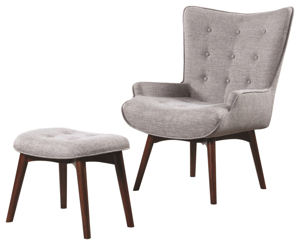 Mid-century Modern Accent Chair with Ottoman in Grey and Brown - Midcentury  - Armchairs And Accent Chairs - by u Buy Furniture, Inc | Houzz