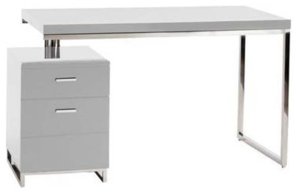 White Lacquer Chromed 47 Executive Office Desk With Drawers White Lacquer Chromed 47 Executive Office Desk With Drawers