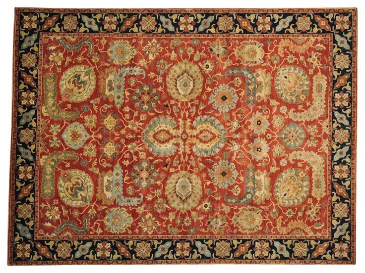 100% Wool Antiqued Heriz Revival, Hand-Knotted Oriental Rug