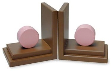 Pink Circle Bookends with Chocolate Base