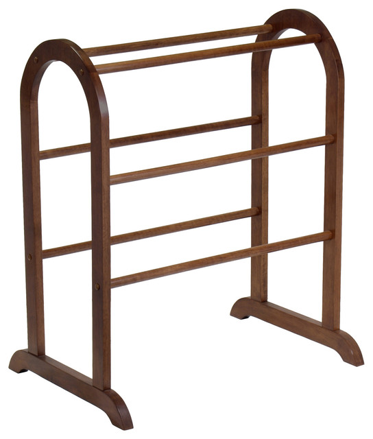 Eleanor Quilt Rack, Walnut Transitional Blanket And Quilt Racks