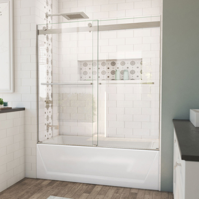 DreamLine Essence 5660" W x 60" H Frameless Bypass Tub Door in Brushed