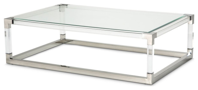Aico Amini State St 2 PC Rect. Cocktail & End Tbl Set in Stainless ...