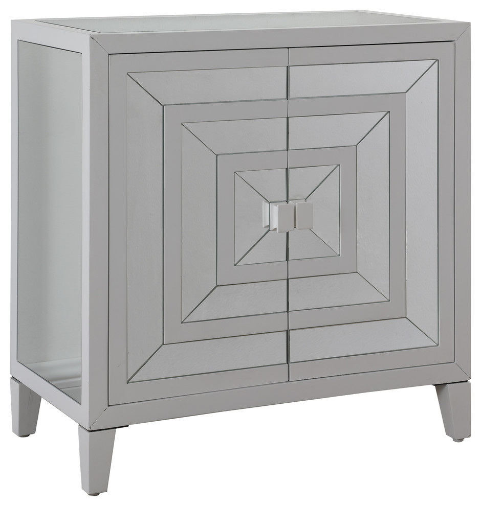 White/Clear Mirrored 2 Door Cabinet