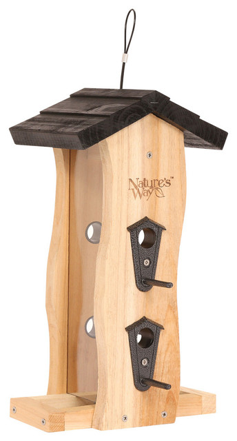 Nature S Way 2 Quart Cedar Vertical Wave Feeder Rustic Bird