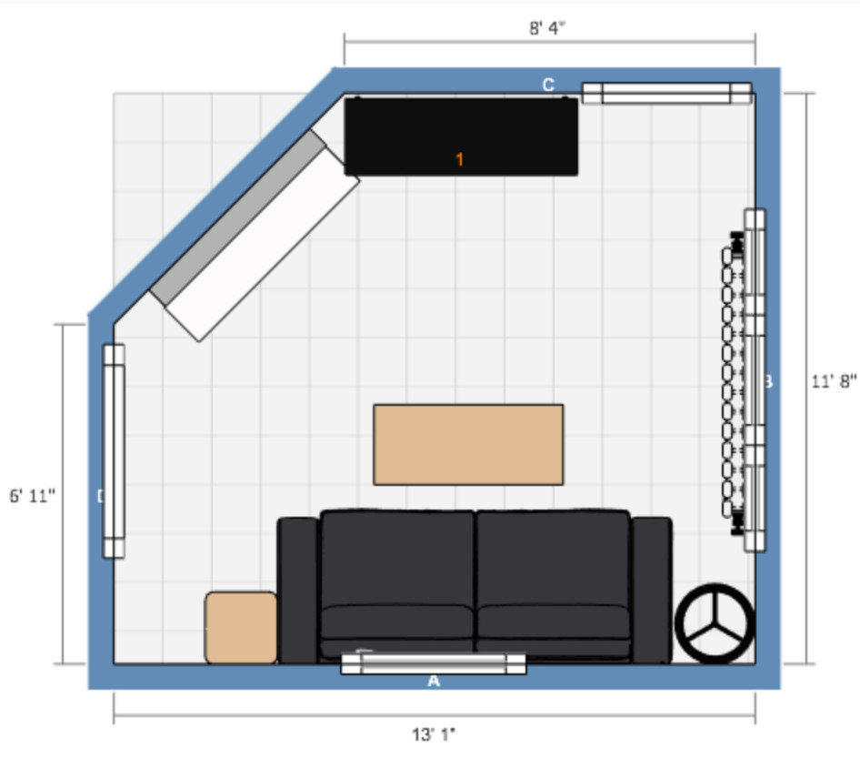 Size / Shape of Rug in OddShaped Room?