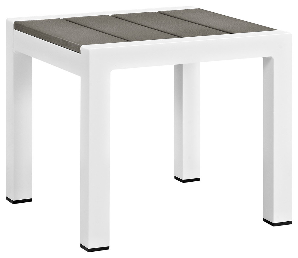 Modway EEI2248SLVGRY Shore Outdoor Patio Aluminum Side Table, Silver