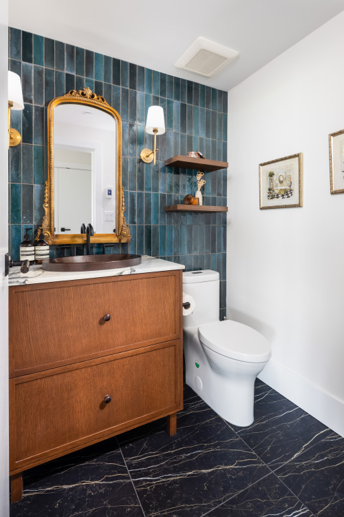 Eclectic Marvel with Blue Glazed Wall Tiles
