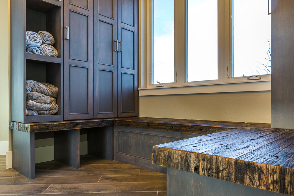 Mountain style entryway photo in Denver