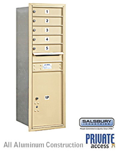 4C Horizontal Mailbox - 13 Door High Unit - Single Column - 5 MB1 Doors / 1 PL6