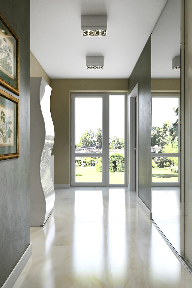 Интерьер загородного дома в серебристых тонах