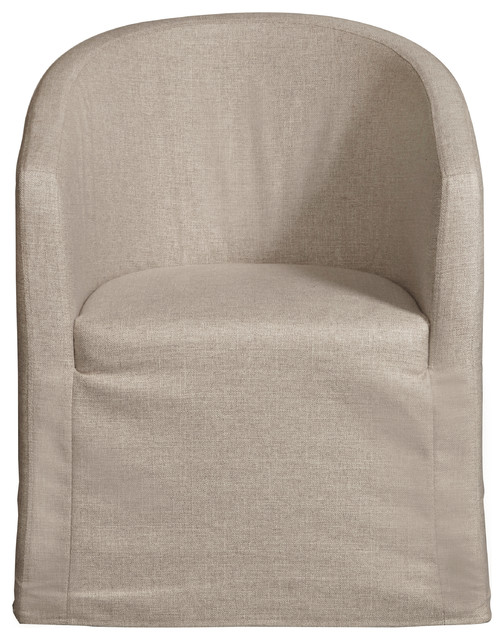 Slipcover Barrel Back Chair With, Dining Chairs With Arms And Casters
