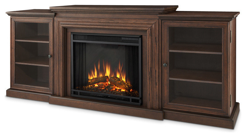 Frederick Entertainment Center Electric Fireplace In Chestnut Oak