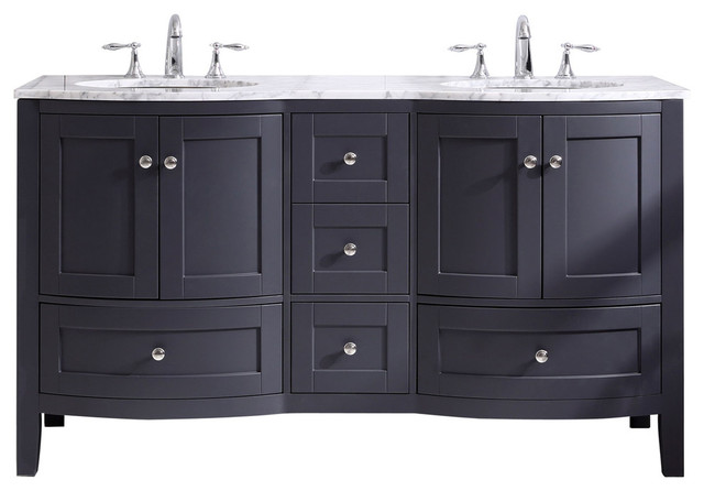 Eviva Stanton 60 Dark Gray Transitional Double Sink Bathroom Vanity Vanities And Consoles By Homesquare Houzz - Dark Grey Bathroom Sink Cabinets