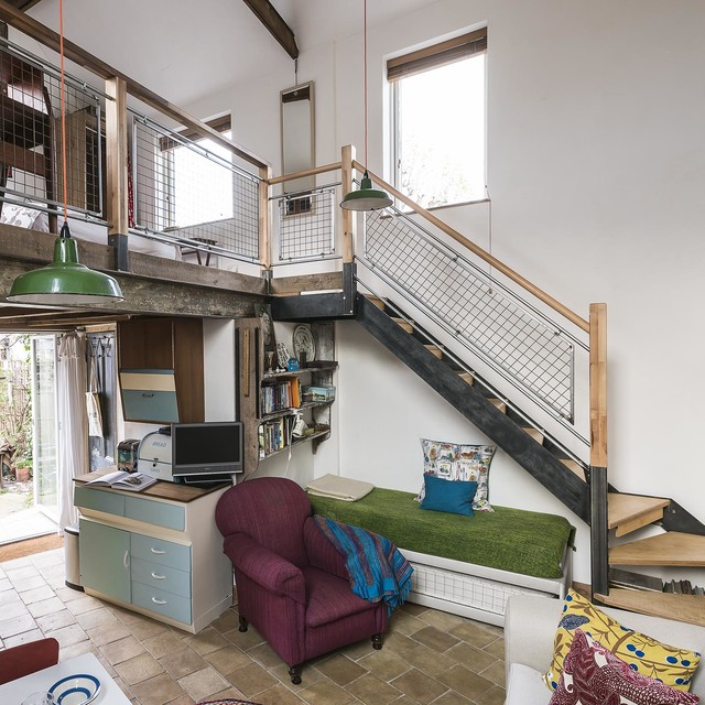 Self-contained former coach house in historic Greenwich. eclectic-living-room