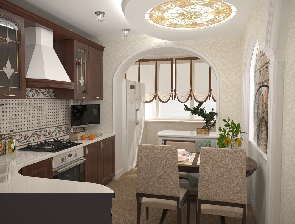 Кухня с лоджией в классическом стиле